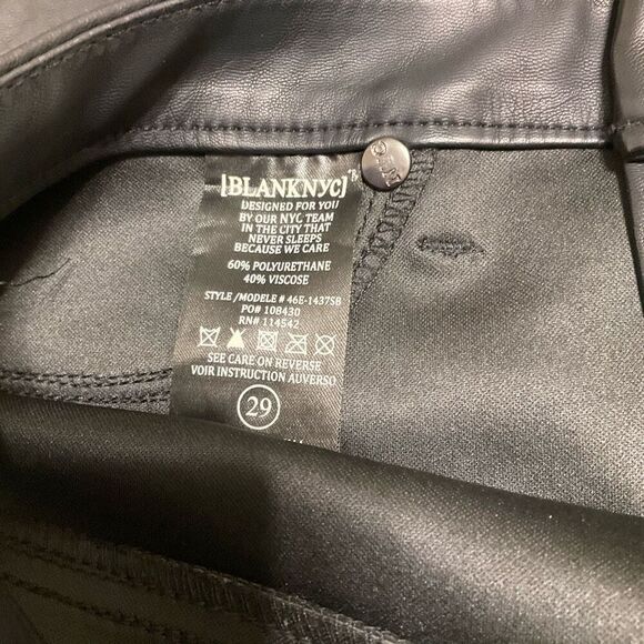 Blank NYC Midrise Skinny Faux Leather Pants, Size 29/6-8. Black - Picture 7 of 7